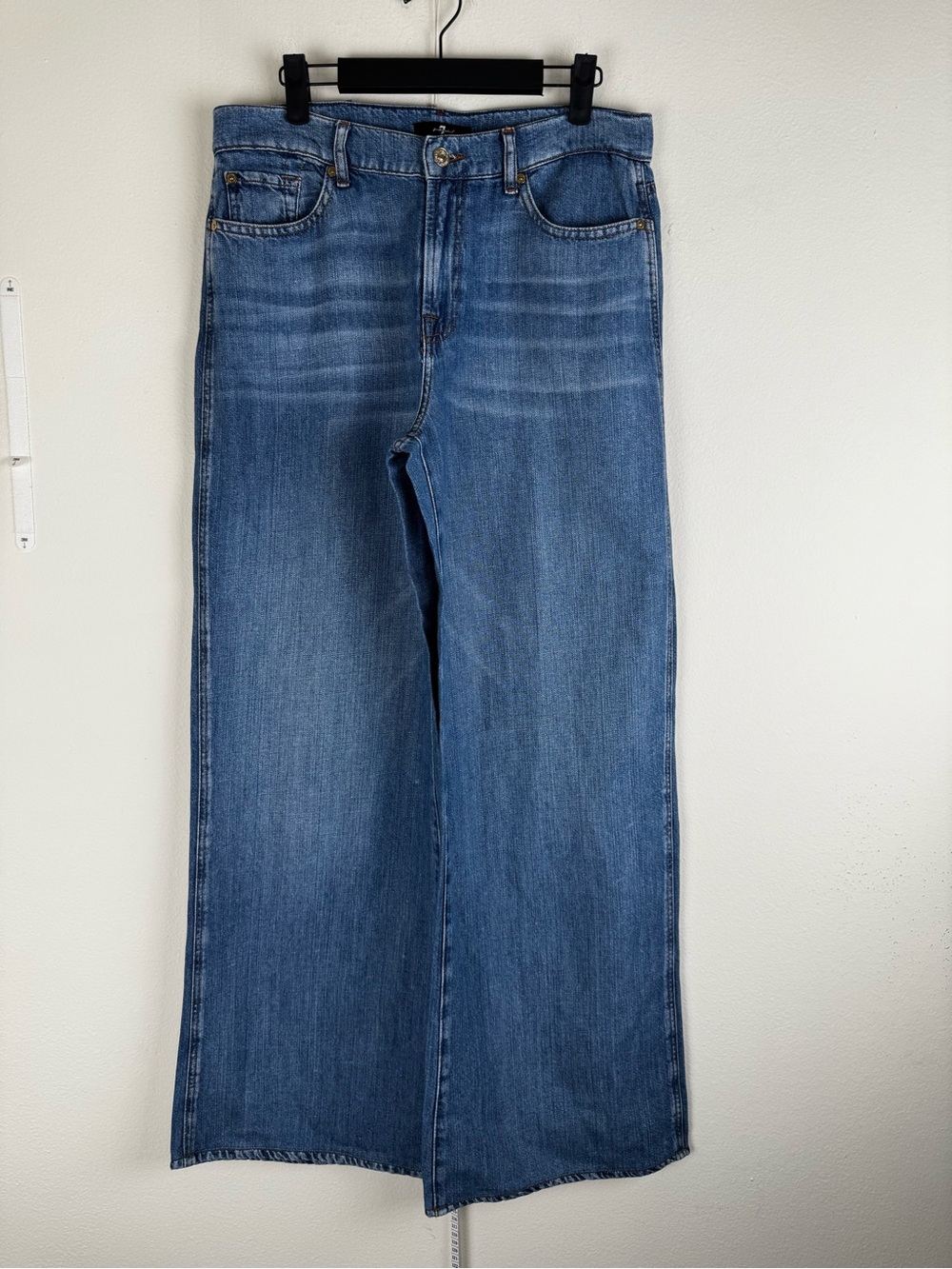 7 For All Mankind High Rise Wide Leg Trouser Jeans Medium Blue 30 - Picture 6 of 14